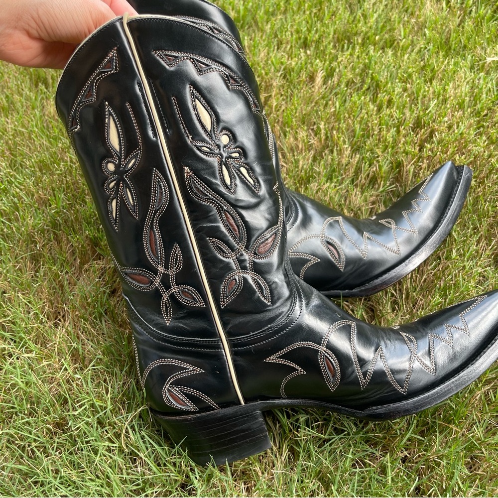 Old Gringo Black Bone Reno Star Leather Cowboy Boots Gem